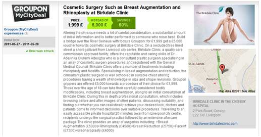 Groupon Cosmetic surgery Deal, Birkdale Clinic